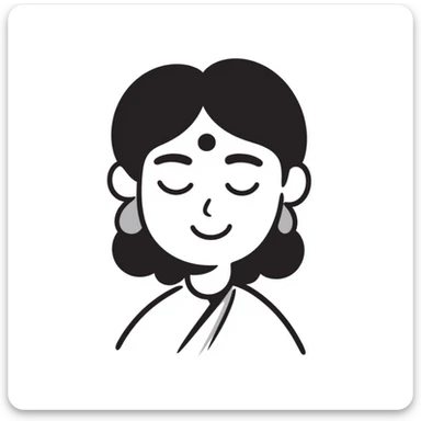 smiling Tamil girl with bindi, hand-drawn doodle style sticker