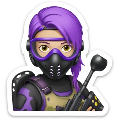 purple haired painitball player sticker