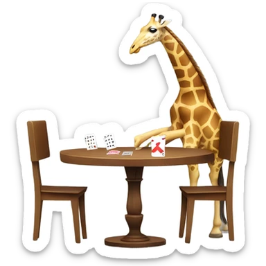 Giraffe playing cards sticker