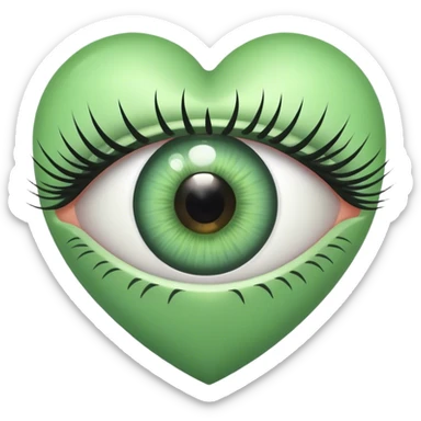Eye with eyelashes inside light green heart sticker
