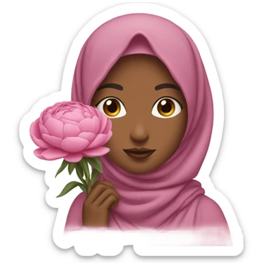 Woman don’t face with hijab holding peonies sticker