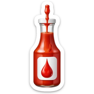 A single bottle of spicy sauce, keep it plain no branding or text. Add a drip effect to this. sticker