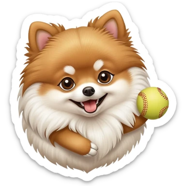 Pomeranian playing softbal sticker