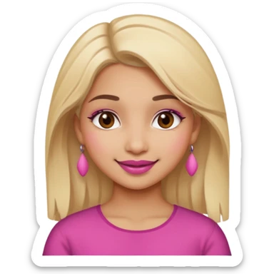 Sweet Indian girl blond hair brown eyes brown/pink lipstick pink blush sticker