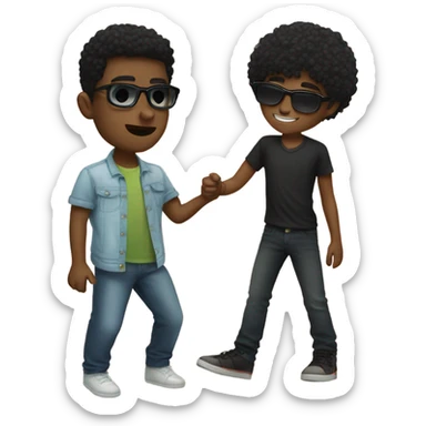 black hair boy with glasses kissing blonde hair boy with sunglasses sticker