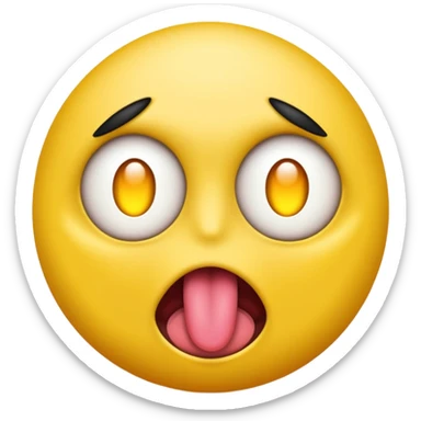 Generate an emoji with yellow lazer eyes, with his tongue out sticker