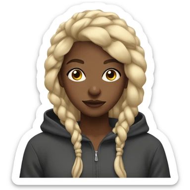 Black girl with blonde and black braids brown eyes in hoodie  sticker
