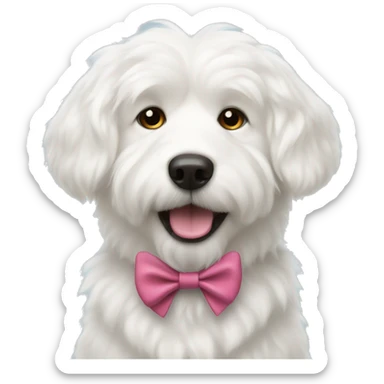 Fluffy white dog with bow on it sticker