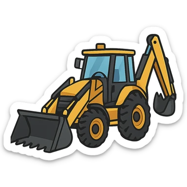 flat toon style backhoe loader sticker