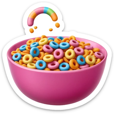 froot loops in a pink bowl, no spoon or milk sticker