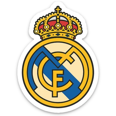 Real Madrid football club logo, clean vector style, white and gold, no text sticker
