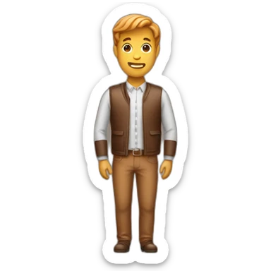 a man with caramel and pork sticker