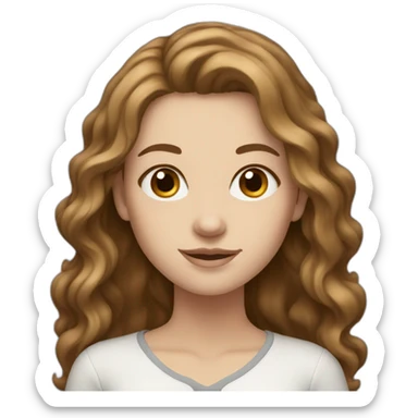 white girl with long wavy brown hair sticker