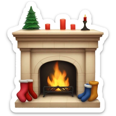 Mini fireplace with stockings sticker