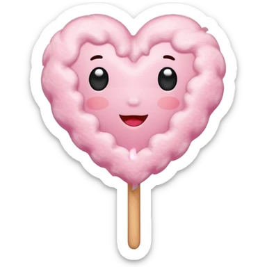 Cotton Candy, Heart-Shaped Cotton Candy – soft pink heart form with sparkle  sticker