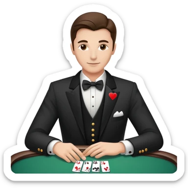 Casino croupier in formal uniform dealing cards at a poker table sticker