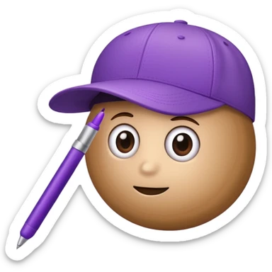 A plastic brown ball cap and the long rectangle purple. (With a pen) And looks like a BFDI style sticker