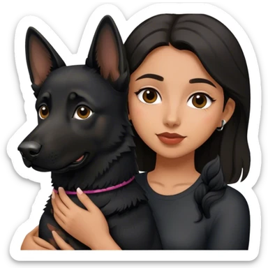 latina girl holding a black german shepherd sticker