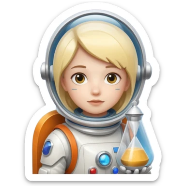 future Explorer with futuristic sandglass sticker