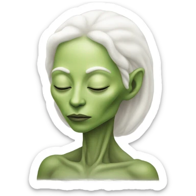 a Reptilian alien white woman, full body, sleeping sticker