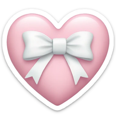 Pastel pink heart with white bow sticker