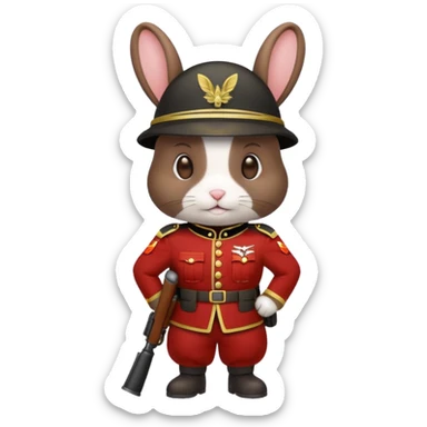 dark brown rabbit with soldier costume sticker
