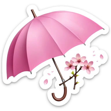 ☂️🌸Two cherry blossoms dropped from a pink umbrella sticker