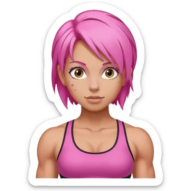 gym girl with pink hair sticker