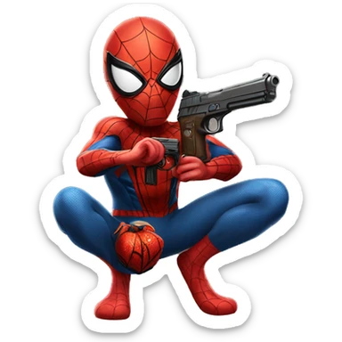 Spider man with a gun sticker