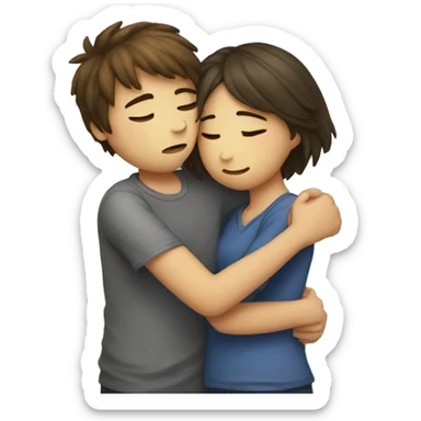 sad hug girl and boy sticker