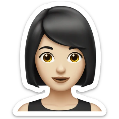 two pale skin women with black hair andlong bob haircut sticker