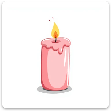 pink pastel candle with hand-drawn look sticker