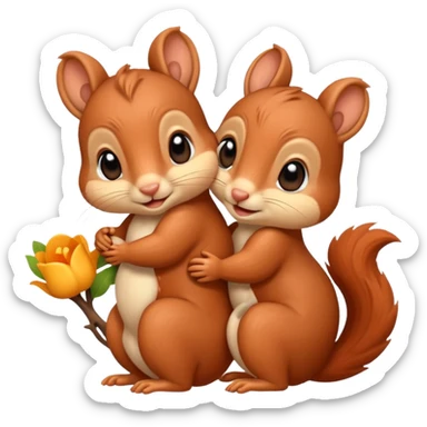 Cute baby squirrels cuddling sticker