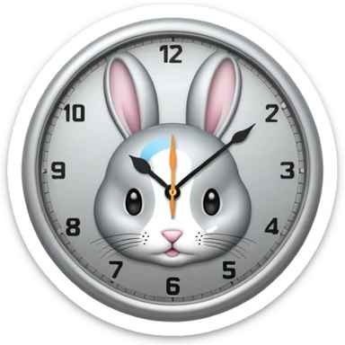 Silver bunny clock  sticker