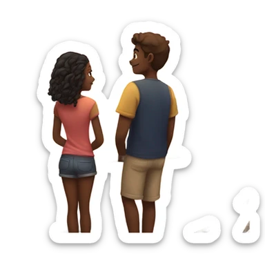 A girl and a guy watching the sunset sticker