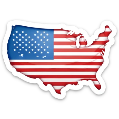 USA outline colored like the USA flag sticker