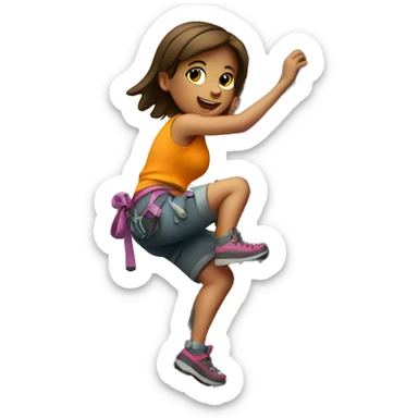 girl climbing rock sticker
