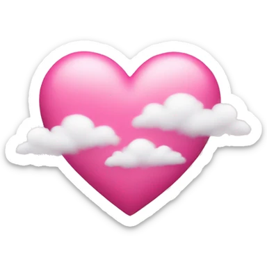 Pink heart with clouds sticker