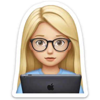 je voudrai un emoji d'une fille aux cheveux longs et blonds avec des lunettes entrain de faire de l'écran sticker