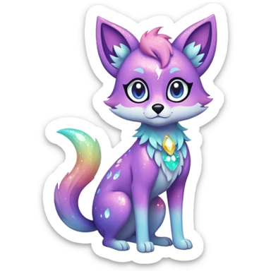 Multicolored sparkly pastel dark iridescent light pale gloomy spooky cute adorable pretty cool elegant realistic floral exotic Falvie-Fionbri-fursona, full body sticker
