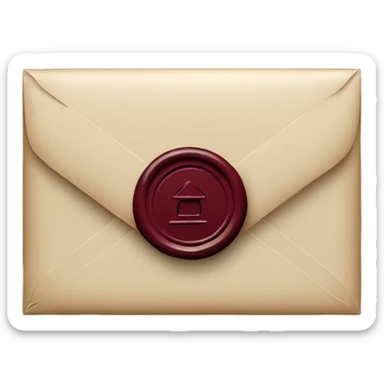 black envelope with burgundy wax seal sticker