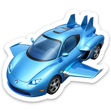 Flying Car – Sleek car with glowing thrusters, hovering above the road sticker