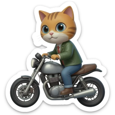 Cat riding on a motorcycle sticker