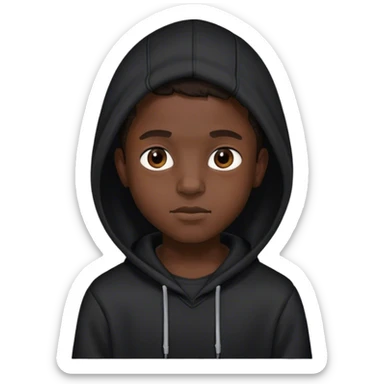 black boy in black hoodie portrait sticker