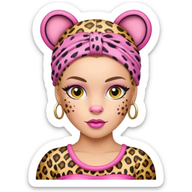 P!nk in leopard costumes with leopard headband sticker
