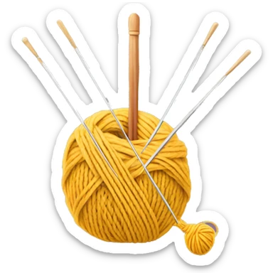 Skein of yarn a knitting needles sticker