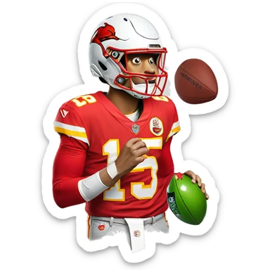 kermit wearing a patrick mahomes jersey sticker