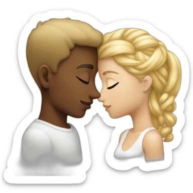 Black person with box hairstyles kissing a white person with blonde hair  sticker