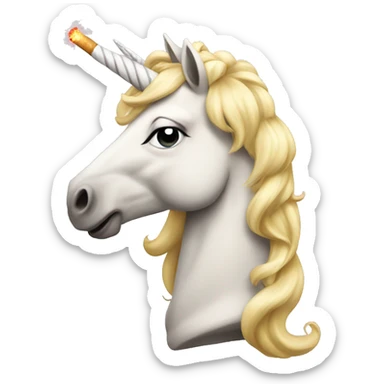 blonde tired unicorn smoking sticker