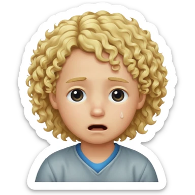 Blonde curly hair kid crying  sticker